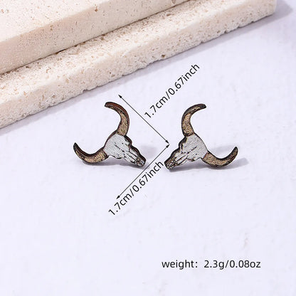 1 Pair Pastoral Animal Wood Ear Studs