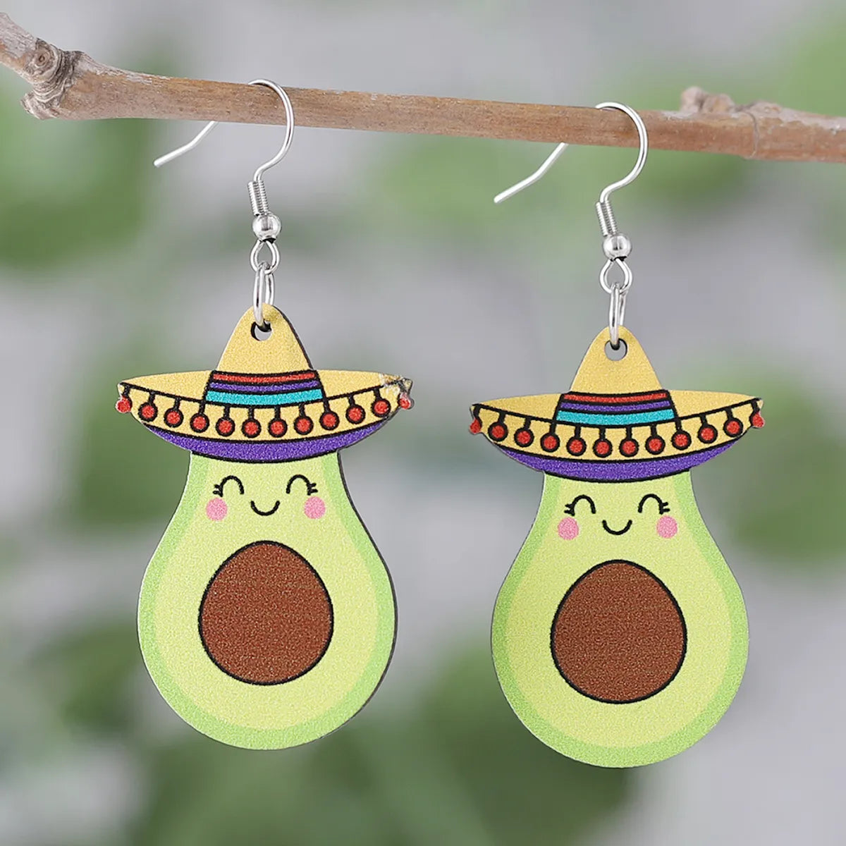 1 Pair Pastoral Cartoon Plant Wood Drop Earrings