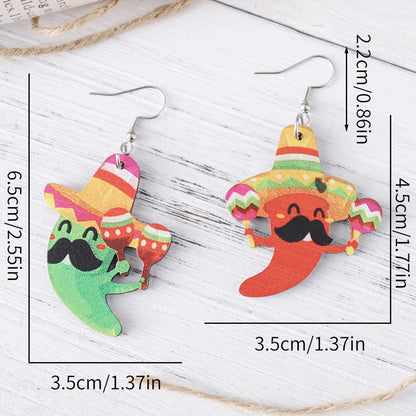 1 Pair Pastoral Cartoon Plant Wood Drop Earrings