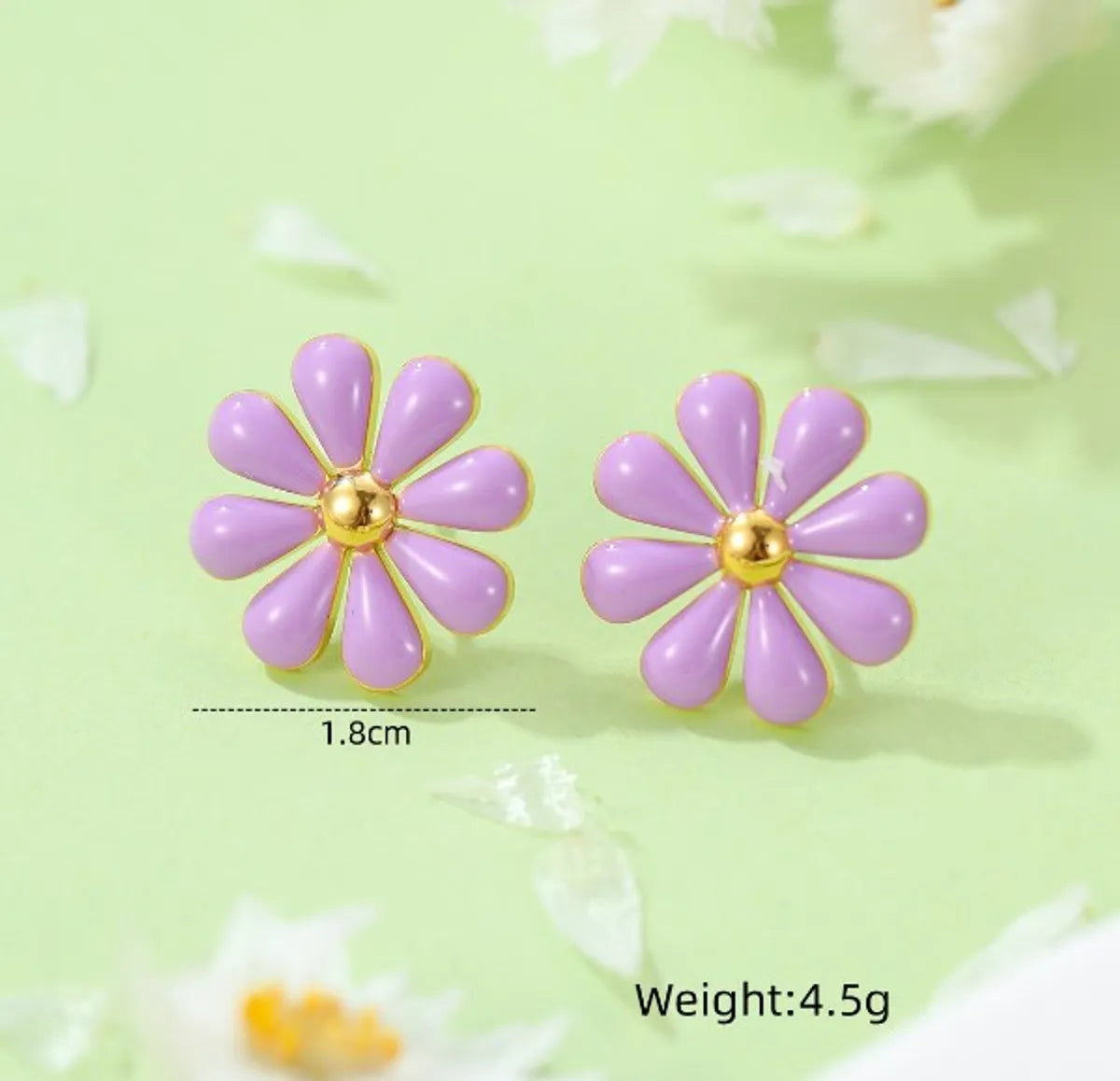 1 Pair Pastoral Daisy 304 Stainless Steel Ear Studs