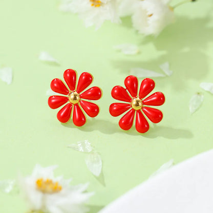 1 Pair Pastoral Daisy 304 Stainless Steel Ear Studs