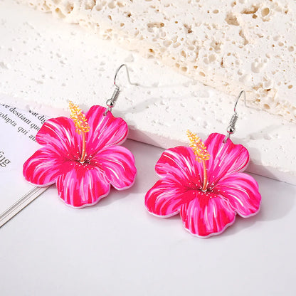 1 Pair Pastoral Flower Arylic Resin Drop Earrings