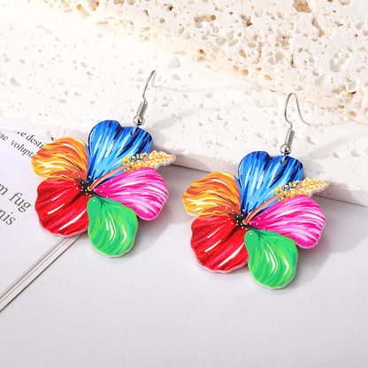 1 Pair Pastoral Flower Arylic Resin Drop Earrings