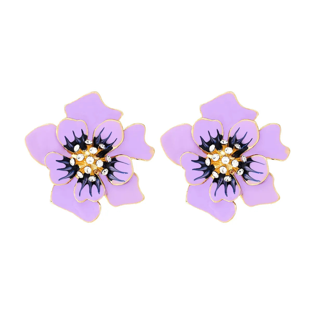 1 Pair Pastoral Flower Enamel Alloy Ear Studs