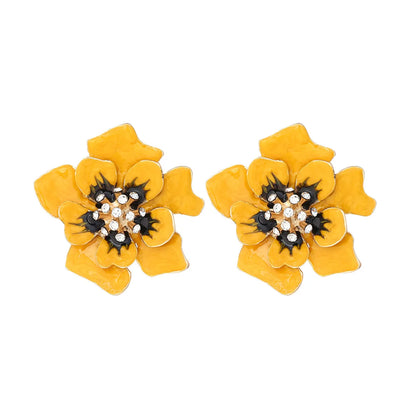 1 Pair Pastoral Flower Enamel Alloy Ear Studs