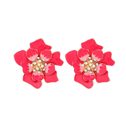 1 Pair Pastoral Flower Enamel Alloy Ear Studs