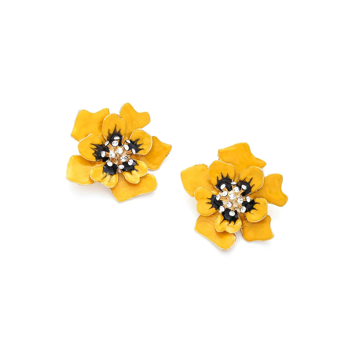 1 Pair Pastoral Flower Enamel Alloy Ear Studs