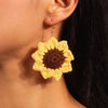 1 Pair Pastoral Flower Patchwork Knit Zinc Alloy Drop Earrings