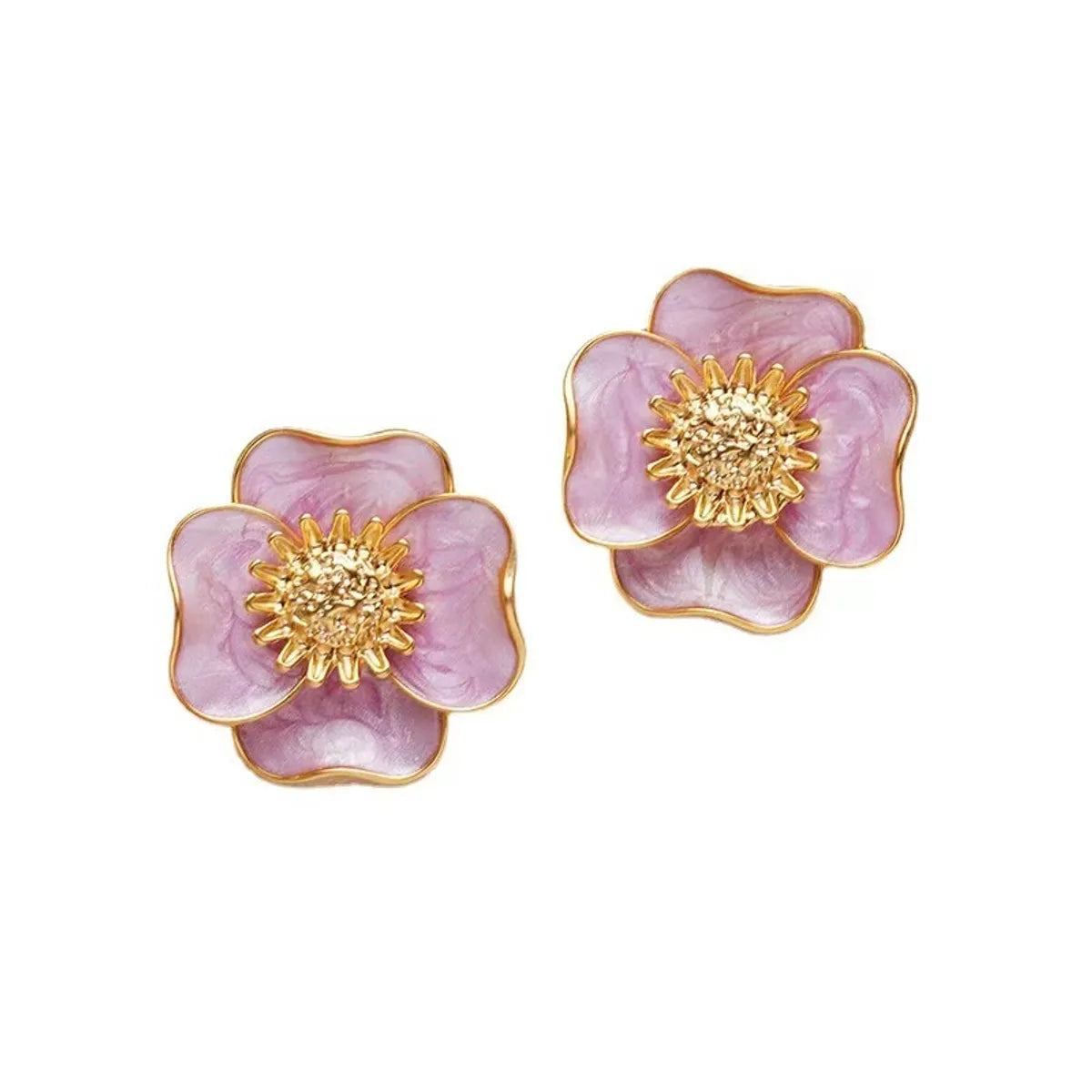 1 Pair Pastoral Flower Plating Alloy Ear Studs