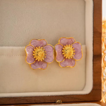 1 Pair Pastoral Flower Plating Alloy Ear Studs