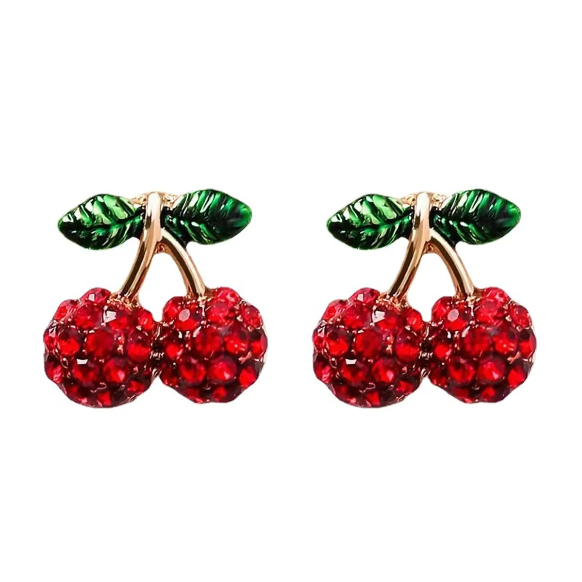 1 Pair Pastoral Fruit Inlay Zinc Alloy Rhinestones Ear Studs