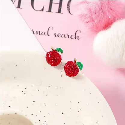 1 Pair Pastoral Fruit Inlay Zinc Alloy Rhinestones Ear Studs