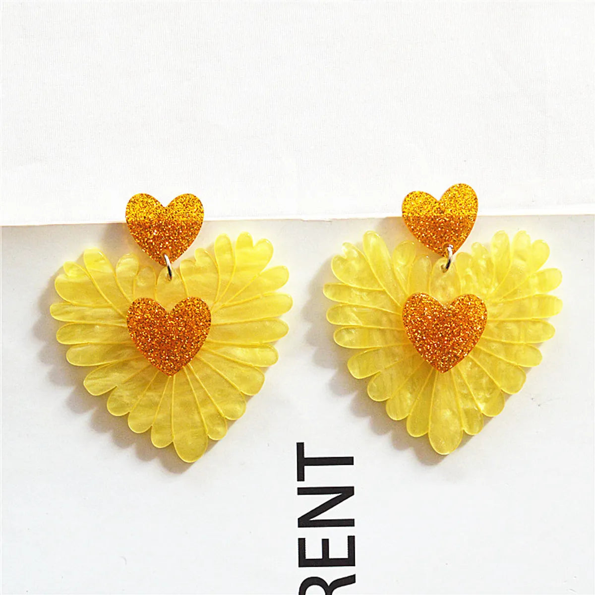 1 Pair Pastoral Heart Shape Arylic Patchwork Women'S Drop Earrings