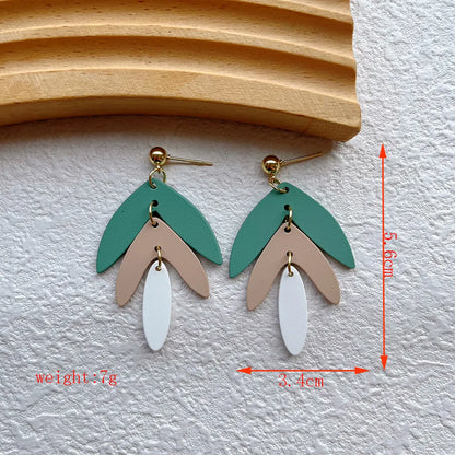 1 Pair Pastoral Leaf Arylic Drop Earrings