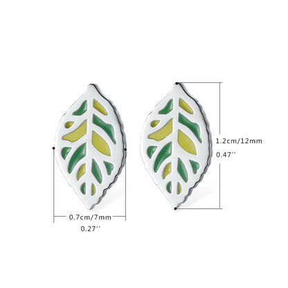 1 Pair Pastoral Leaf Sterling Silver Ear Studs