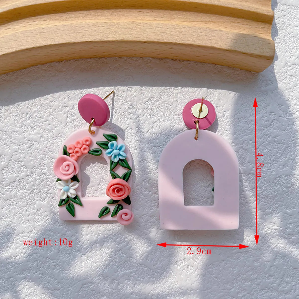 1 Pair Pastoral Rose Flower Handmade Soft Clay Drop Earrings