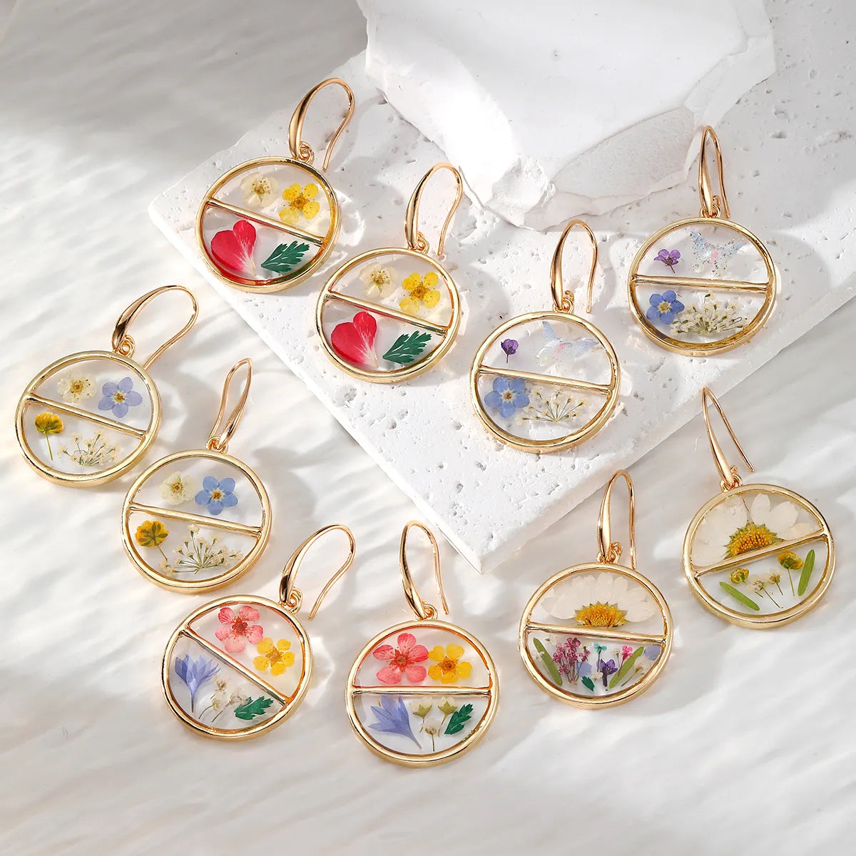 1 Pair Pastoral Simple Style Flower Alloy Resin Drop Earrings