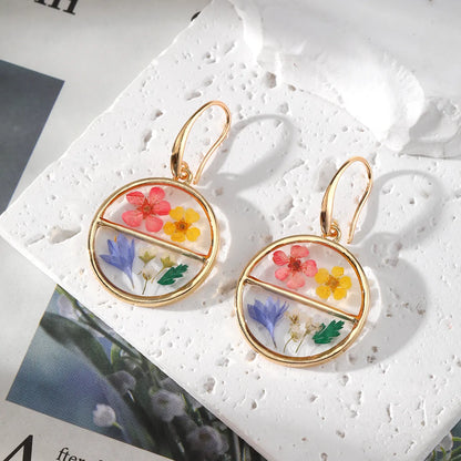 1 Pair Pastoral Simple Style Flower Alloy Resin Drop Earrings