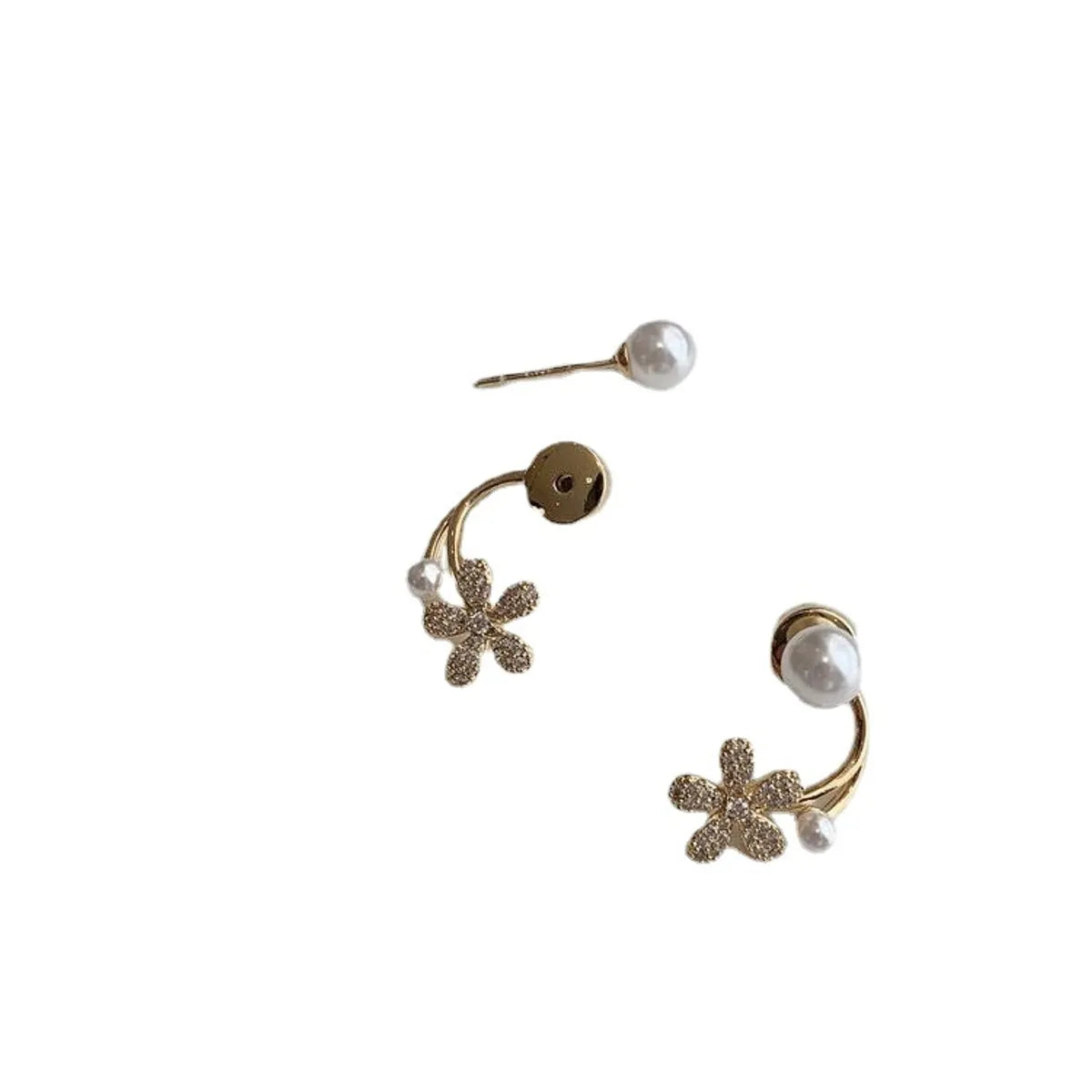 1 Pair Pastoral Simple Style Flower Inlay Copper Zircon Ear Studs