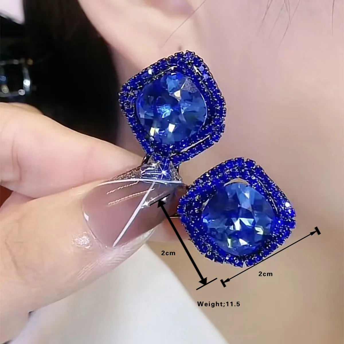 1 Pair Pastoral Square Plating Inlay Alloy Crystal Rhinestones Rhodium Plated Ear Studs