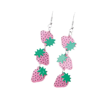 1 Pair Pastoral Strawberry Arylic Drop Earrings