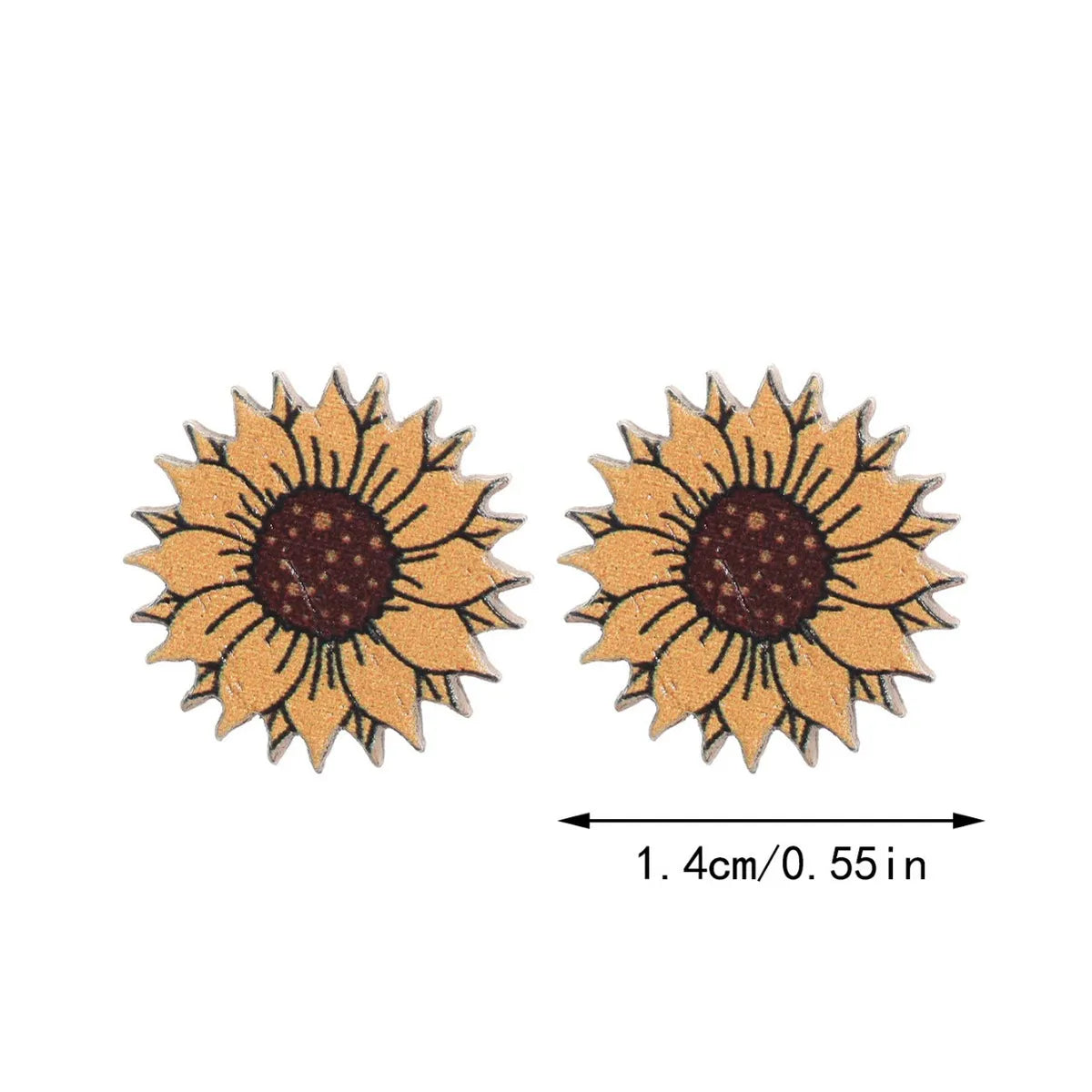 1 Pair Pastoral Sunflower Flower Wood Ear Studs