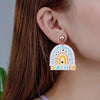 1 Pair Preppy Style Artistic Book Sunflower Letter Slice Printing Arylic Drop Earrings