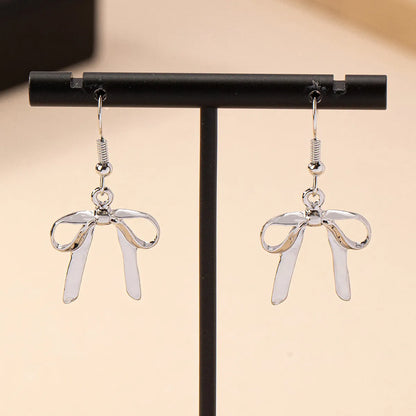 1 Pair Preppy Style Simple Style Bow Knot Iron Zinc Alloy Drop Earrings