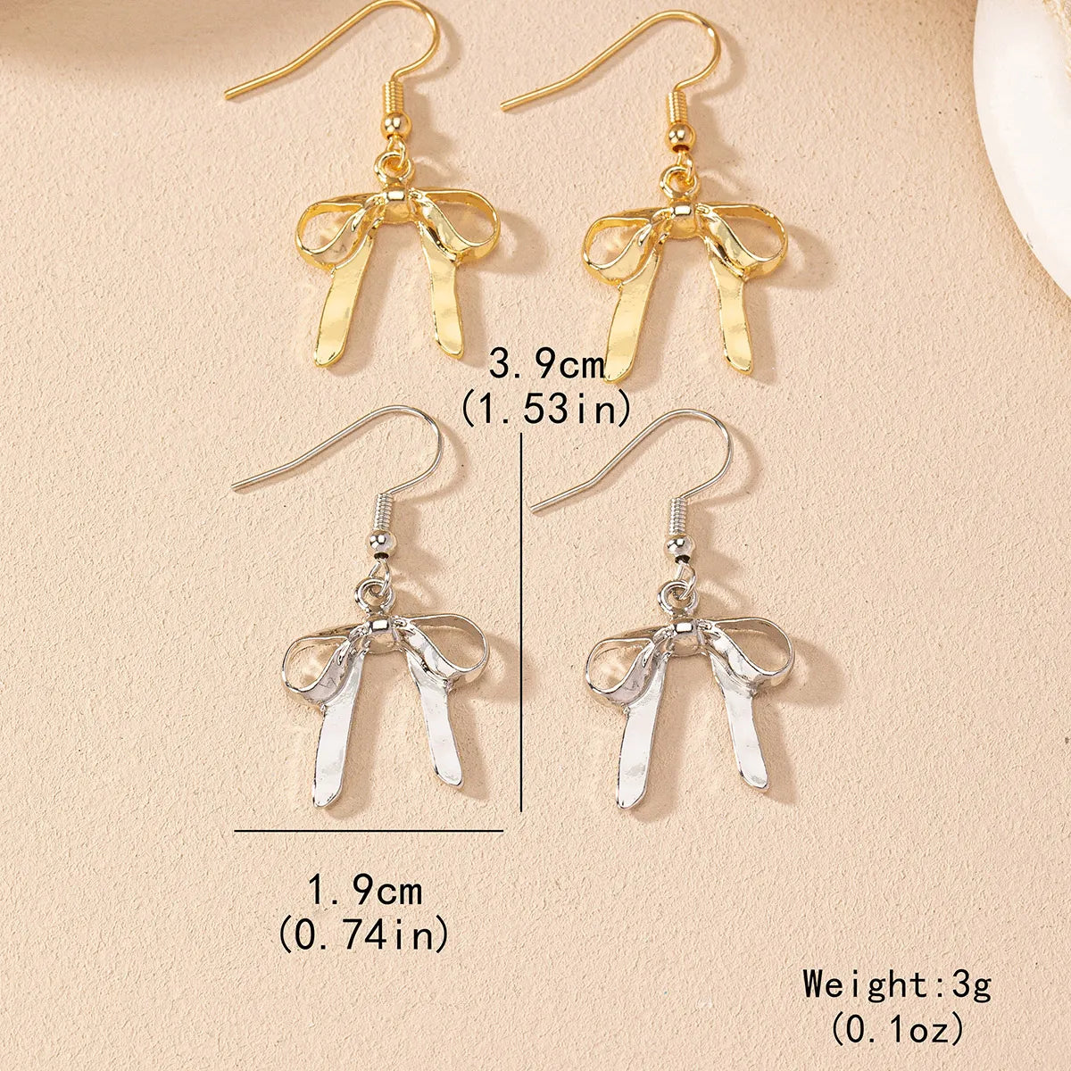 1 Pair Preppy Style Simple Style Bow Knot Iron Zinc Alloy Drop Earrings