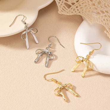 1 Pair Preppy Style Simple Style Bow Knot Iron Zinc Alloy Drop Earrings