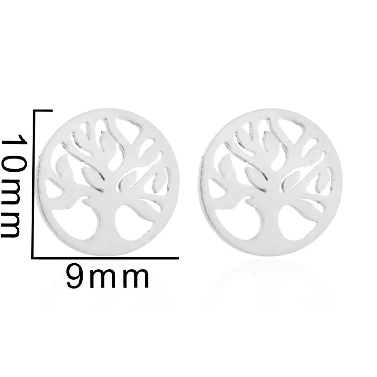 1 Pair Preppy Style Tree Polishing Plating Hollow Out 304 Stainless Steel 18K Gold Plated Ear Studs