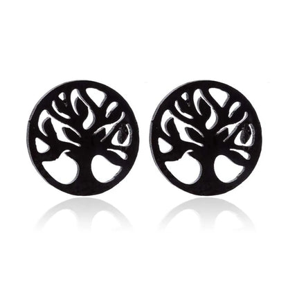 1 Pair Preppy Style Tree Polishing Plating Hollow Out 304 Stainless Steel 18K Gold Plated Ear Studs