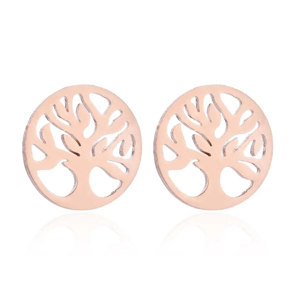 1 Pair Preppy Style Tree Polishing Plating Hollow Out 304 Stainless Steel 18K Gold Plated Ear Studs