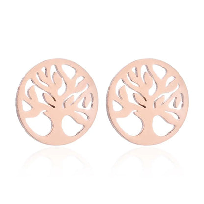 1 Pair Preppy Style Tree Polishing Plating Hollow Out 304 Stainless Steel 18K Gold Plated Ear Studs