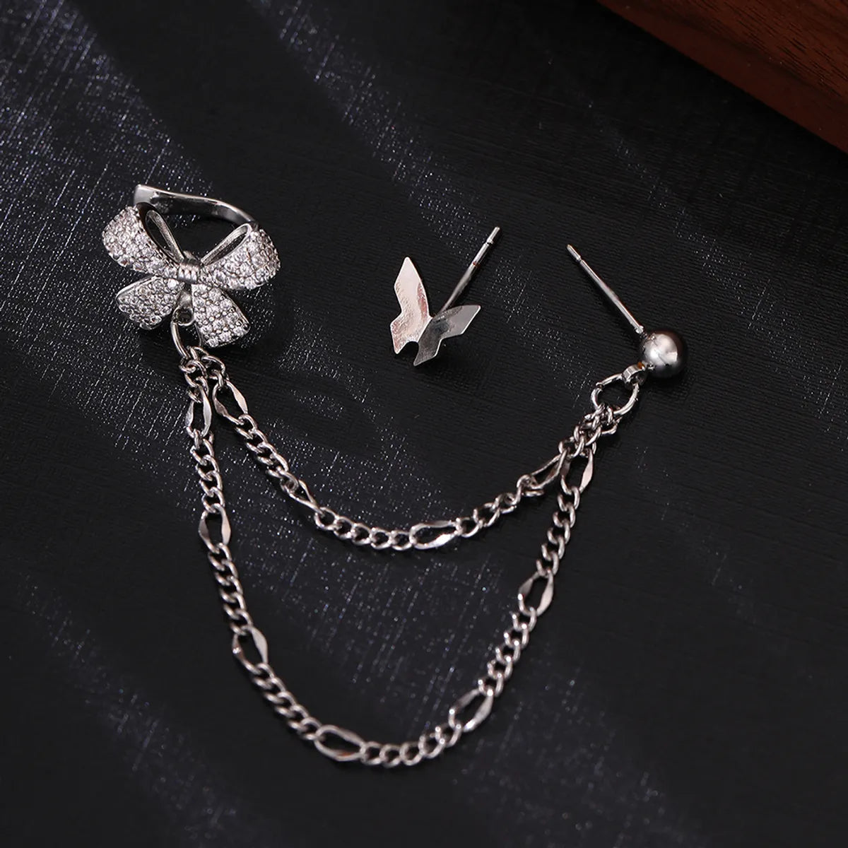 1 Pair Preppy Style Vacation Heart Shape Bow Knot Asymmetrical Inlay Copper Zircon Earrings