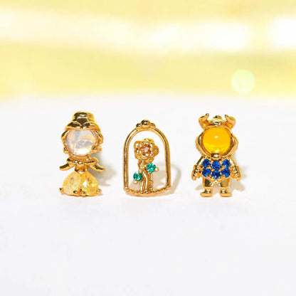 1 Pair Princess Cute Modern Style Cartoon Character Inlay Copper Zircon Ear Studs