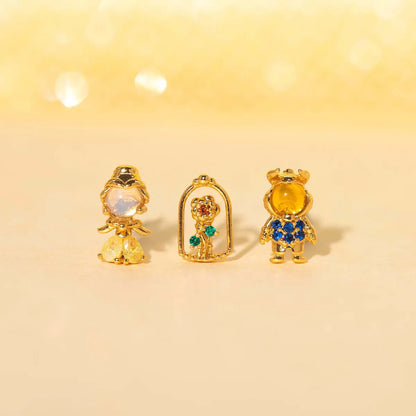 1 Pair Princess Cute Modern Style Cartoon Character Inlay Copper Zircon Ear Studs