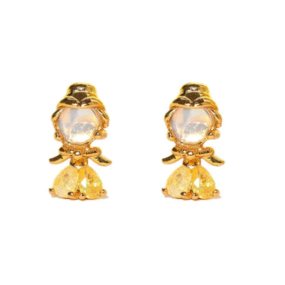 1 Pair Princess Cute Modern Style Cartoon Character Inlay Copper Zircon Ear Studs