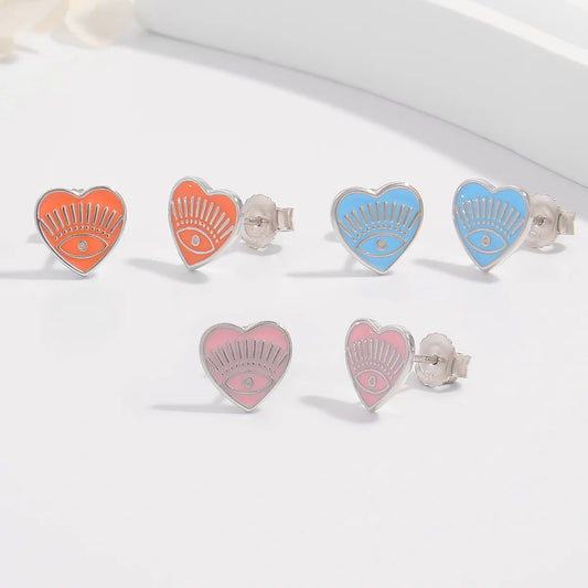 1 Pair Princess Cute Romantic Heart Shape Plating Inlay Sterling Silver Zircon White Gold Plated Ear Studs