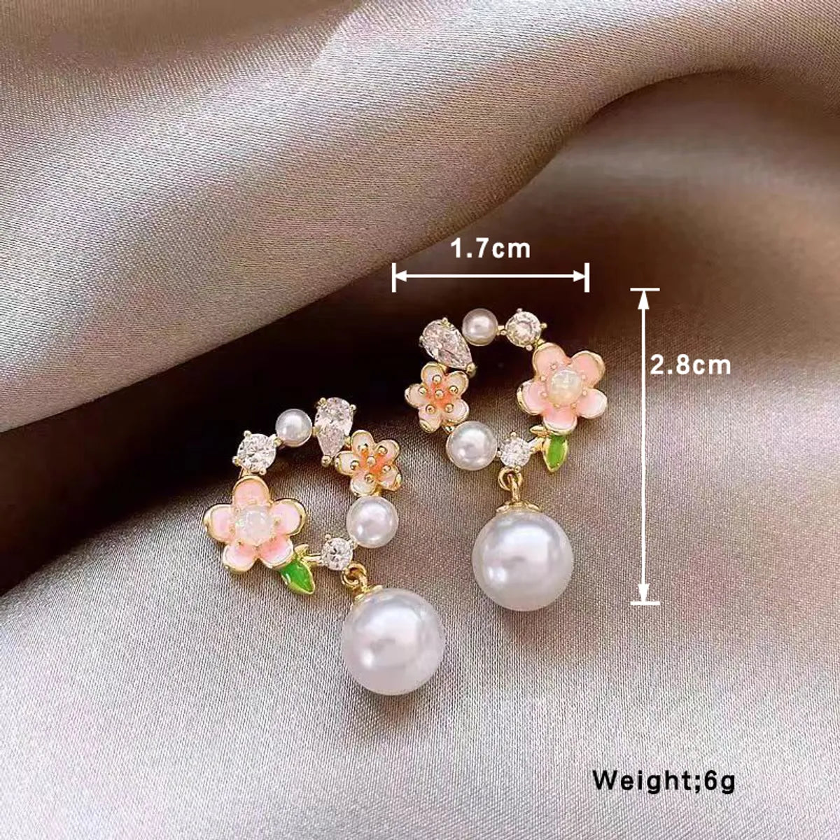 1 Pair Princess Cute Sweet Flower Plating Inlay Alloy Pearl Silver Plated Drop Earrings