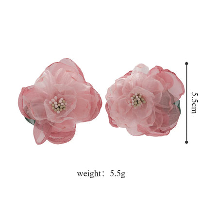 1 Pair Princess Flower Gauze Ear Studs