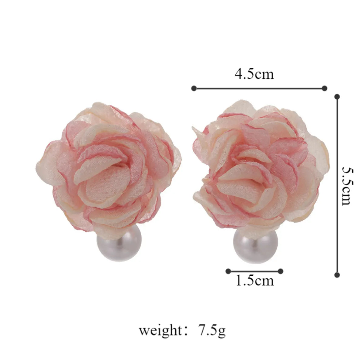 1 Pair Princess Flower Imitation Pearl Cloth Ear Studs