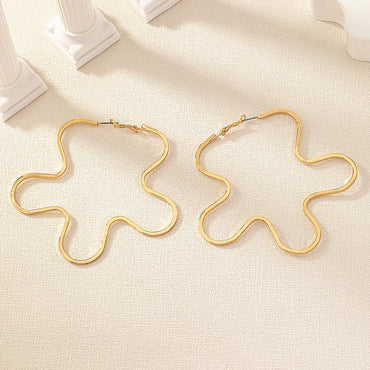 1 Pair Princess Flower Plating Alloy Hoop Earrings