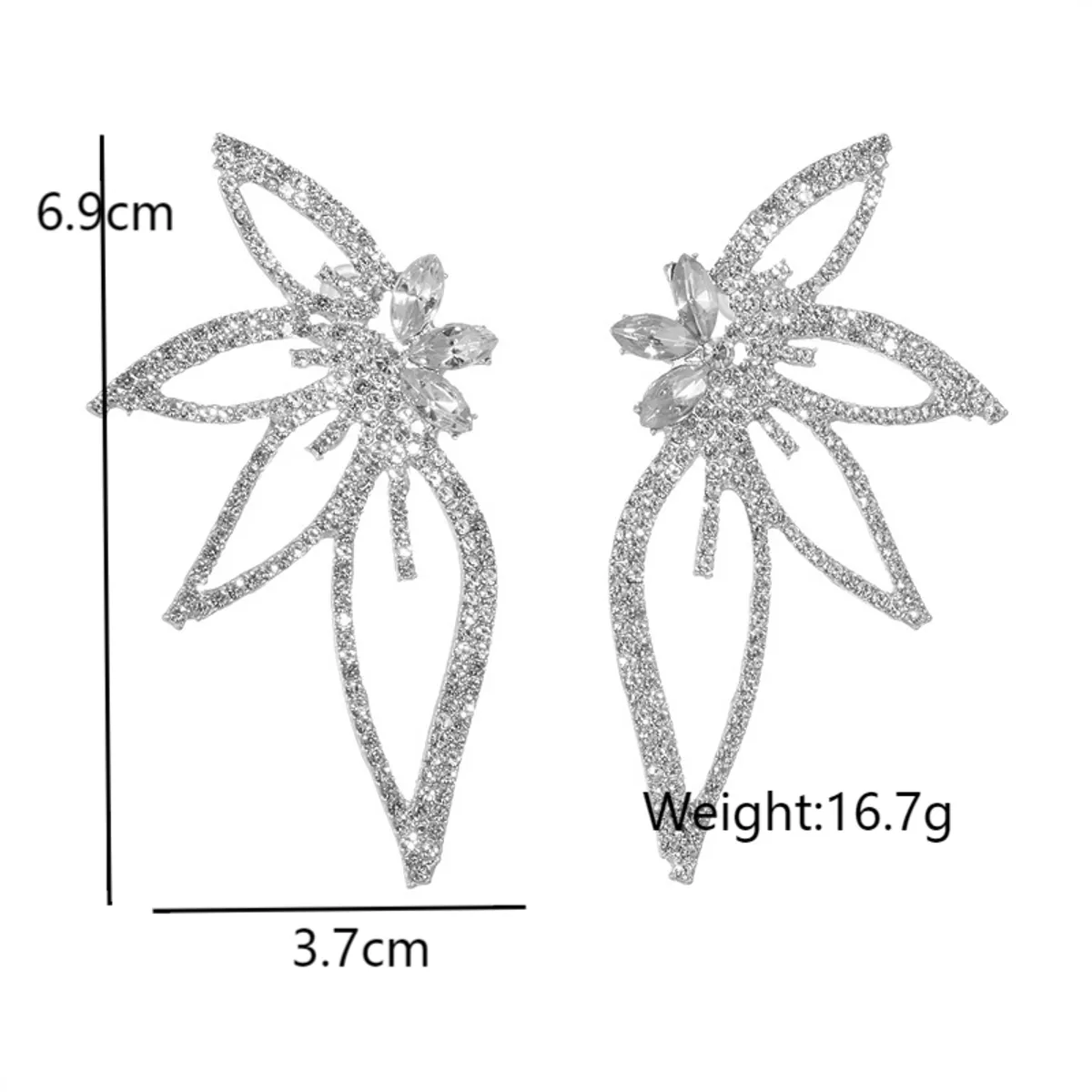 1 Pair Princess Romantic Butterfly Plating Inlay Alloy Rhinestones Drop Earrings