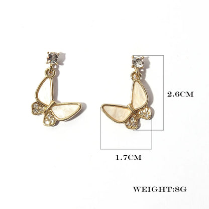 1 Pair Princess Romantic Sweet Butterfly Butterfly Alloy Resin Gold Plated Drop Earrings