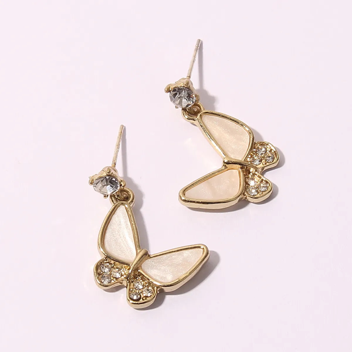 1 Pair Princess Romantic Sweet Butterfly Butterfly Alloy Resin Gold Plated Drop Earrings