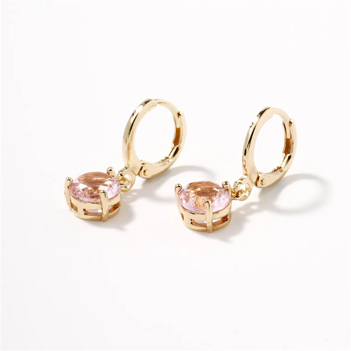 1 Pair Princess Romantic Sweet Round Water Droplets Plating Inlay Copper Glass K Gold Plated Drop Earrings