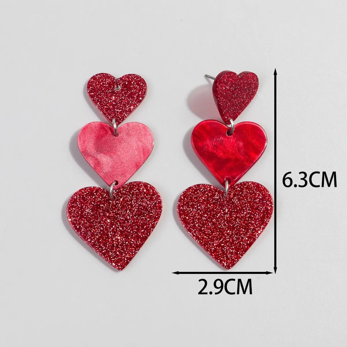 1 Pair Princess Sweet Heart Shape Printing Arylic Drop Earrings