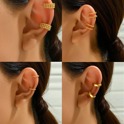 1 Pair Punk Cool Style C Shape Solid Color Plating Copper 18k Gold Plated Ear Cuffs