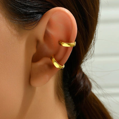 1 Pair Punk Cool Style C Shape Solid Color Plating Copper 18k Gold Plated Ear Cuffs